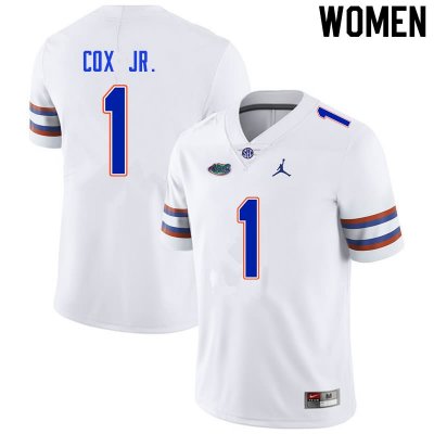 Women's Florida Gators #1 Brenton Cox Jr. NCAA Nike White Authentic Stitched College Football Jersey VEO3362JI